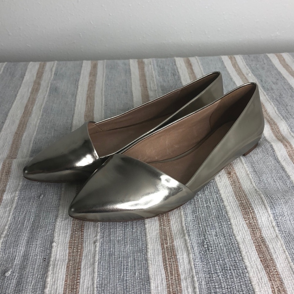Madewell gold leather pointy toe flats size 8